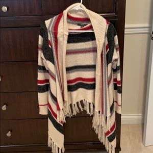 Striped open sweater